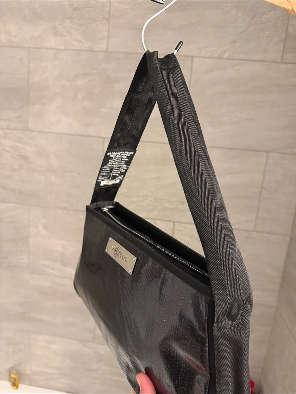 VY & ELLE Upcycled Billboard Vinyl Cache shoulder handbag